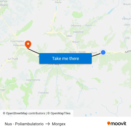 Nus - Medical Center to Morgex map