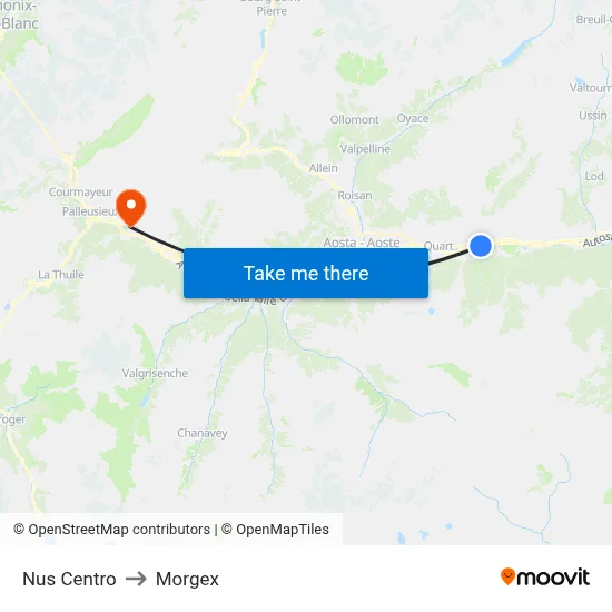 Nus Center to Morgex map