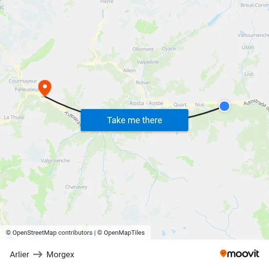 Arlier to Morgex map