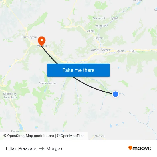 Lillaz Piazzale to Morgex map