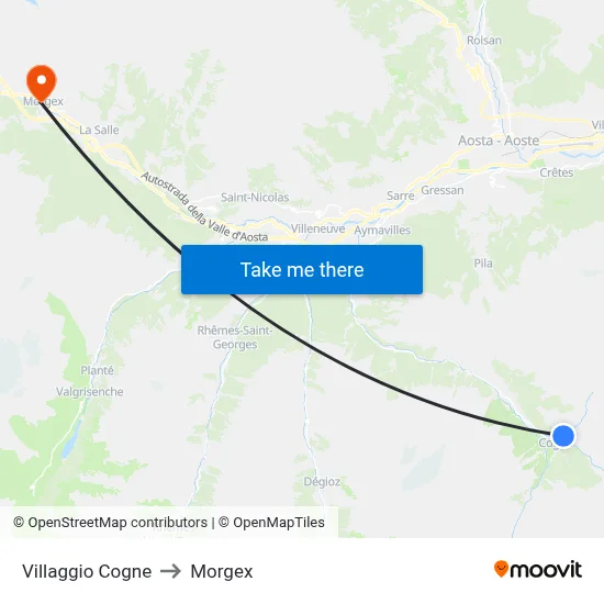 Villaggio Cogne to Morgex map
