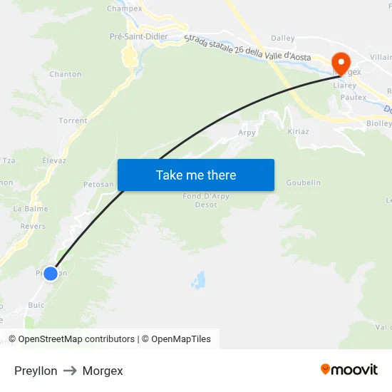 Preyllon to Morgex map