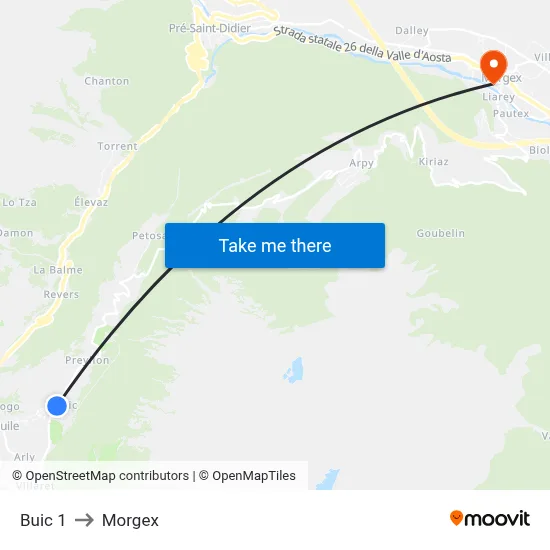 Buic 1 to Morgex map
