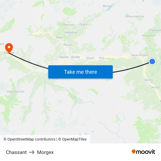 Chassant to Morgex map