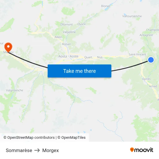 Sommarèse to Morgex map
