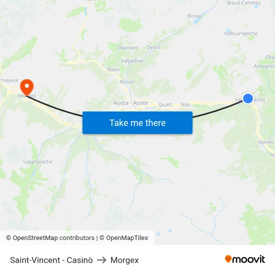 Saint-Vincent - Casinò to Morgex map