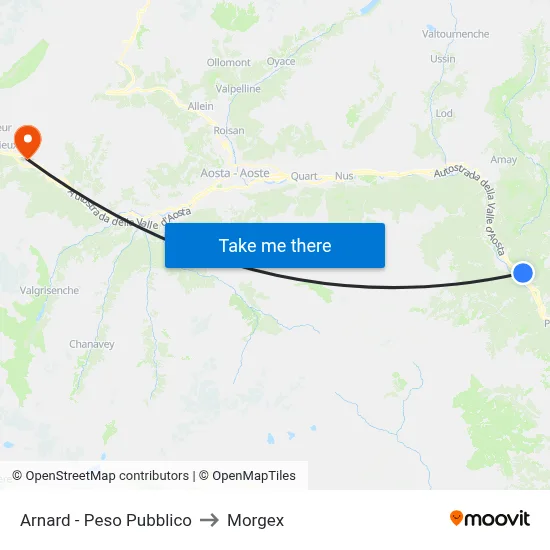 Arnard - Public Weighbridge to Morgex map