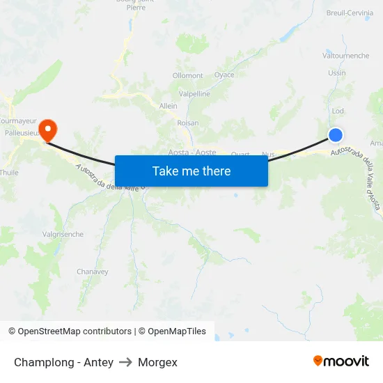 Champlong - Antey to Morgex map