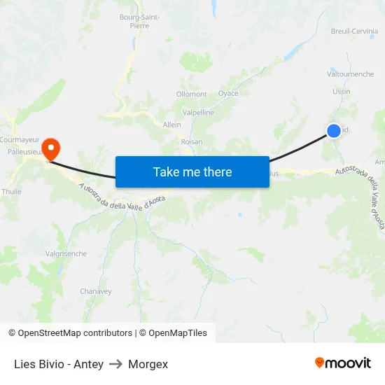Lies Junction - Antey to Morgex map