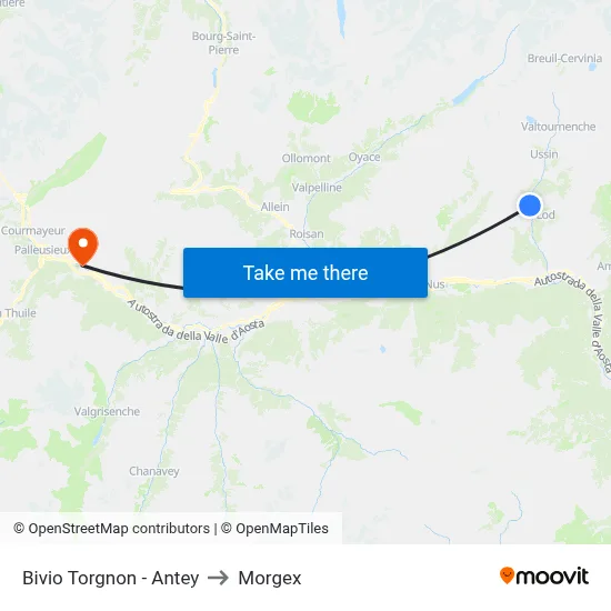 Torgnon Junction - Antey to Morgex map
