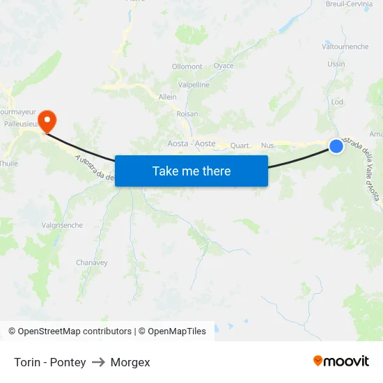 Torin - Pontey to Morgex map