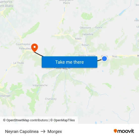 Neyran Terminal to Morgex map