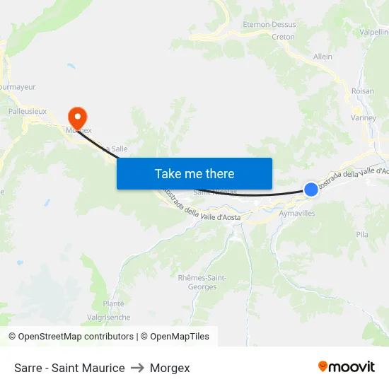 Sarre - Saint Maurice to Morgex map
