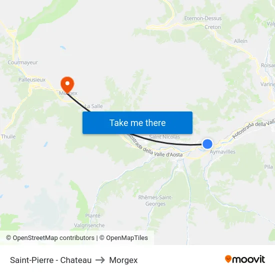 Saint-Pierre - Chateau to Morgex map