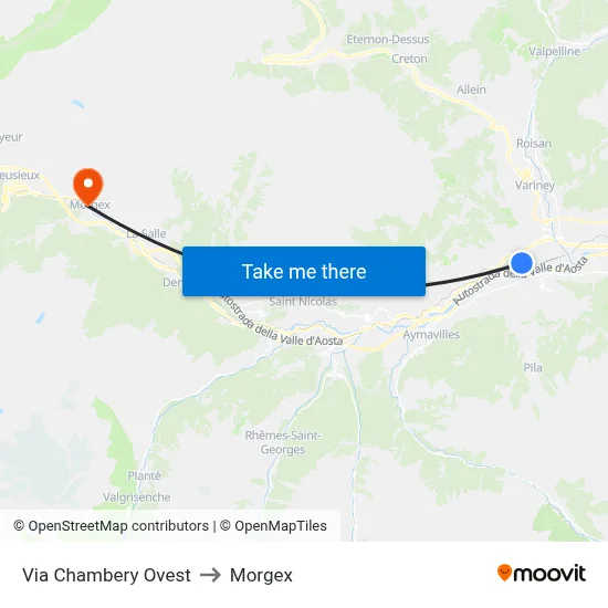 West Chambery Street to Morgex map
