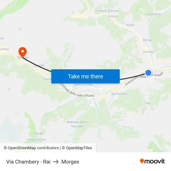 Chambery Street - Rai to Morgex map