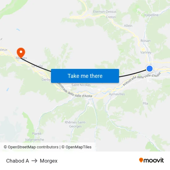 Chabod A to Morgex map