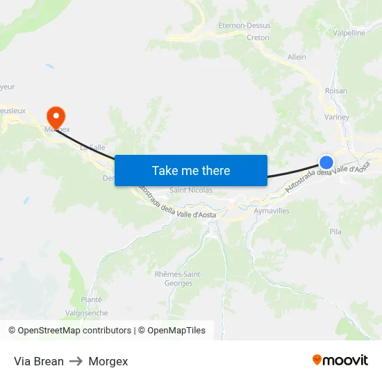 Brean Street to Morgex map
