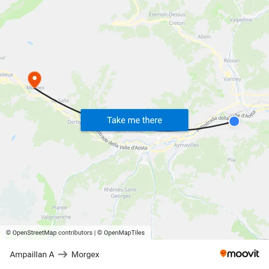 Ampaillan A to Morgex map