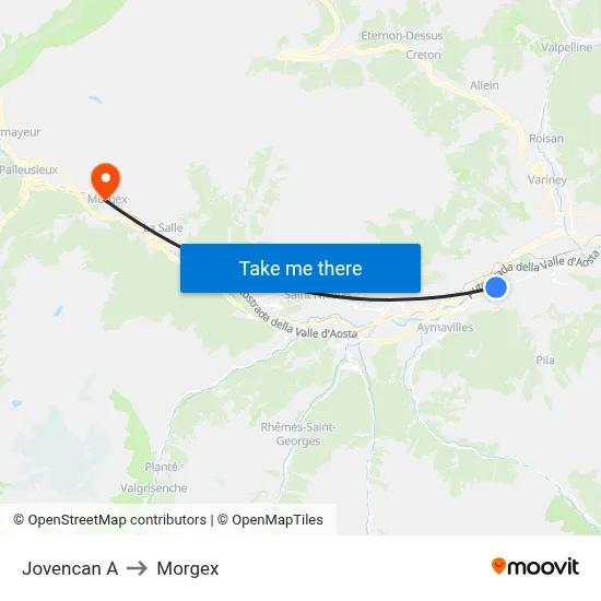 Jovencan A to Morgex map