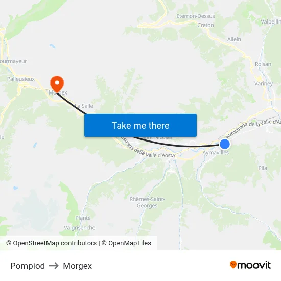 Pompiod to Morgex map