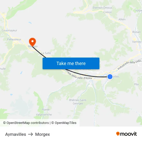 Aymavilles to Morgex map