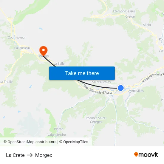 La Crete to Morgex map