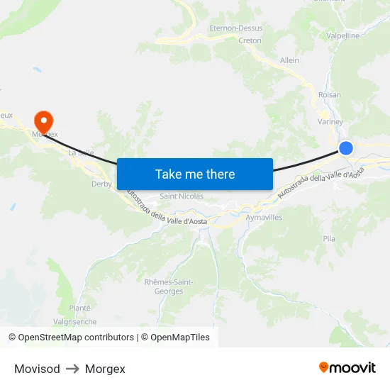 Movisod to Morgex map