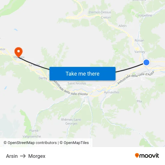 Arsin to Morgex map