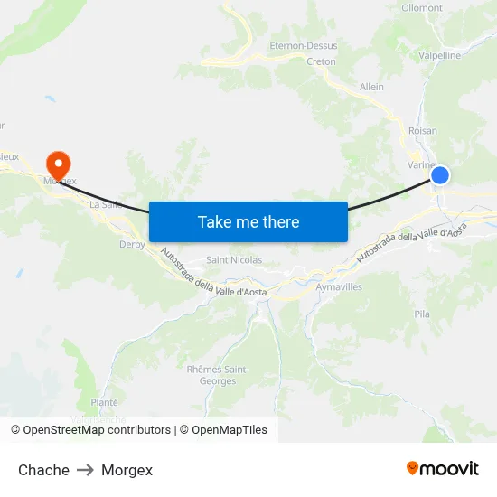 Chache to Morgex map