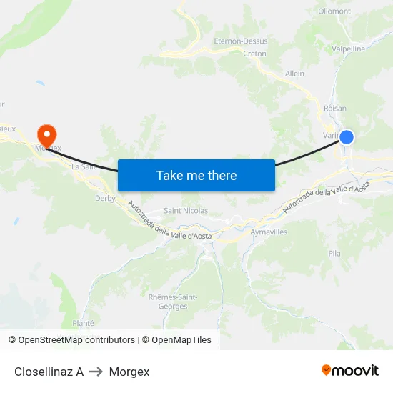 Closellinaz A to Morgex map