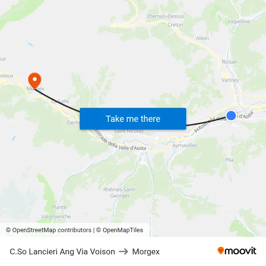 Lancieri Course Corner Via Voison to Morgex map