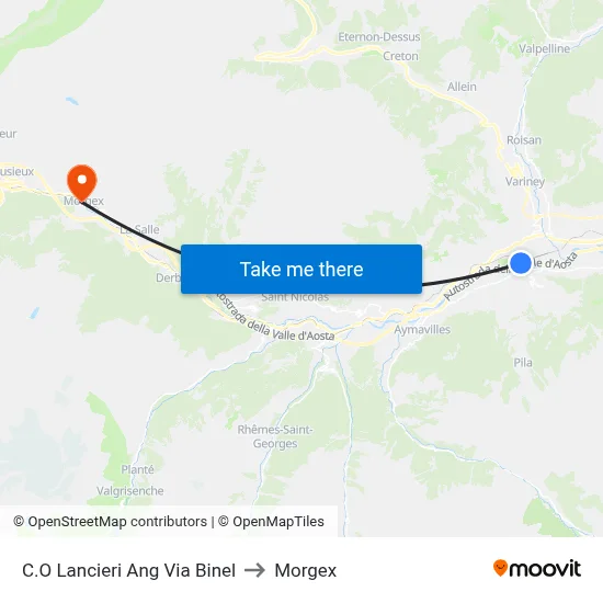 C.O Lancieri Corner Via Binel to Morgex map