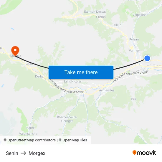 Senin to Morgex map