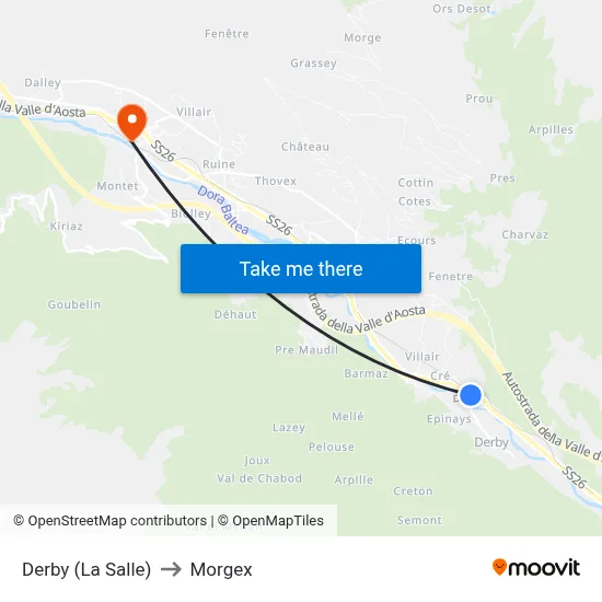 Derby (La Salle) to Morgex map