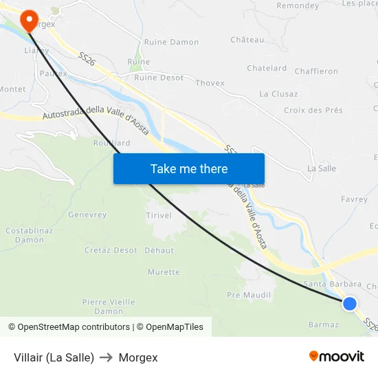 Villair (La Salle) to Morgex map