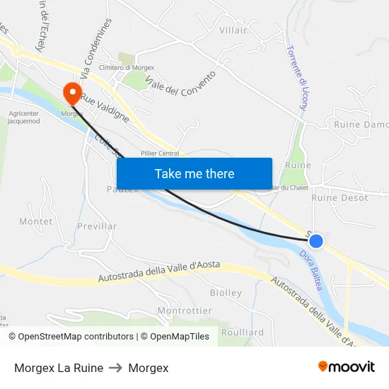 Morgex La Ruine to Morgex map