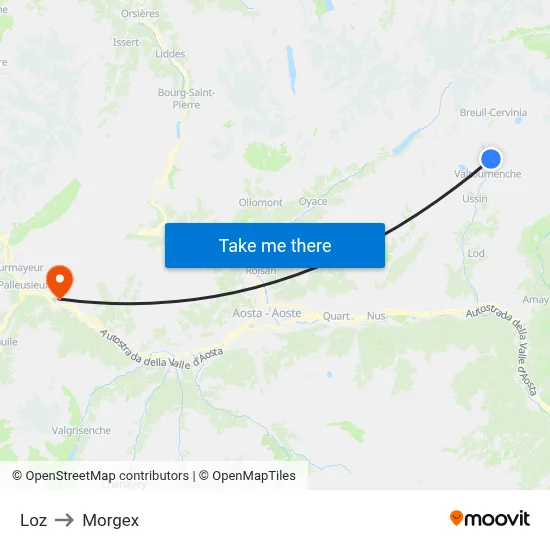Loz to Morgex map