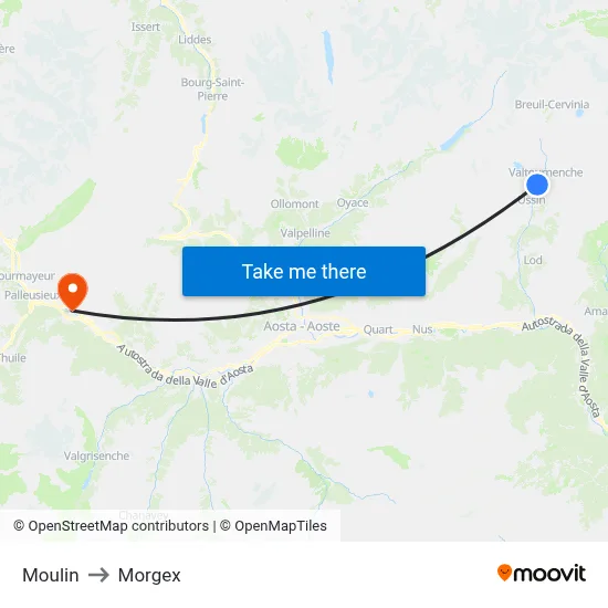 Moulin to Morgex map