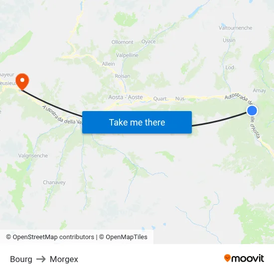 Bourg to Morgex map