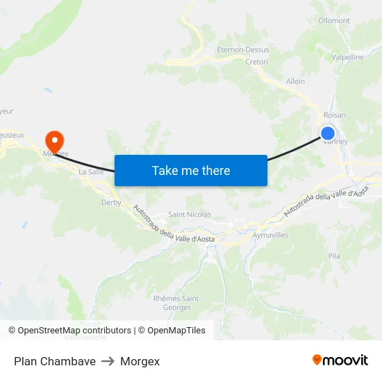 Plan Chambave to Morgex map