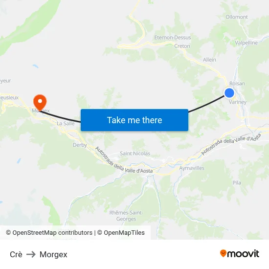 Crè to Morgex map