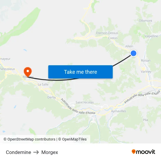 Condemine to Morgex map
