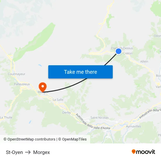 St-Oyen to Morgex map