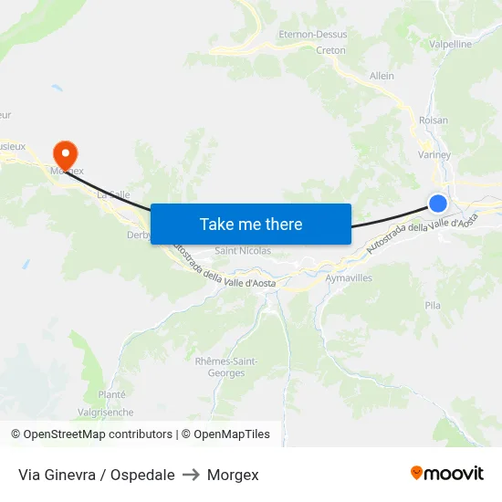 Geneva Street / Hospital to Morgex map