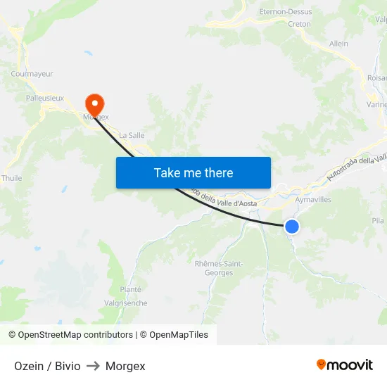 Ozein / Junction to Morgex map