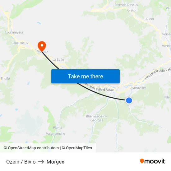Ozein / Junction to Morgex map