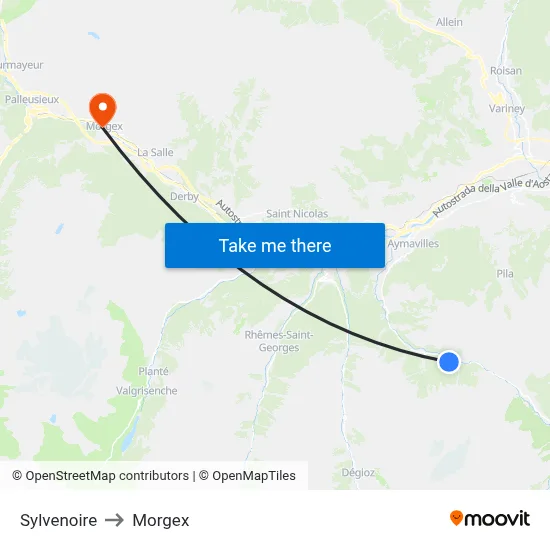Sylvenoire to Morgex map