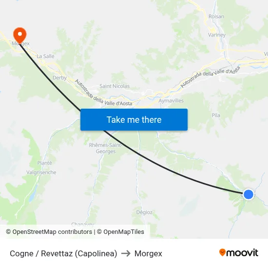 Cogne / Revettaz (Terminal) to Morgex map