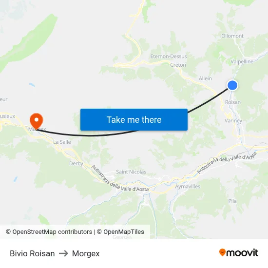 Roisan Junction to Morgex map